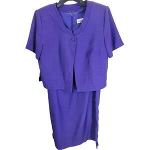 Vintage Purple Blazer‎ & Dress Sunshine Starshine Career Work Women's Size 10